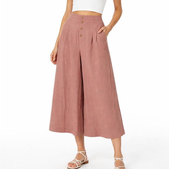 Good Luck Gem Pants - Good Luck Gem Mauve NEW High Waist Flare Cotton Bohemian Beach Casual Pants